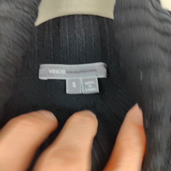 Vince Wool Cashmere Sweater Womens Small Black Gray Colorblock Turtleneck Preppy - Picture 6 of 9